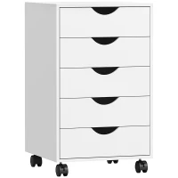 HOMCOM File Cabinet with 5 Drawer Wheels, 15.7" x 15.7" x 26.4", White(m-11)