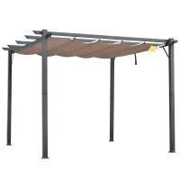 Outsunny 10' x 10' Aluminum Patio Pergola with Retractable Pergola Canopy, Backyard Shade Shelter for Porch, Outdoor Party, Garden, Grill Gazebo, Charcoal Gray(m-11)