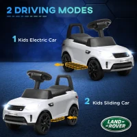 Qaba 2 in 1 6V Land Rover Licensed Electric Car for Kids, Sliding Car with Music Horn Headlights, for 18-60 Months White(m-4)