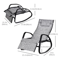 Outsunny Patio Rocking Lounge Chair Adjustable Texteline Zero Gravity Rocker Outdoor Recliner Seat w/ Pillow, Footrest(m-3)