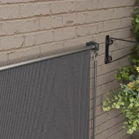 Outsunny 8' x 6' Patio Door Blinds, Outdoor Roller Shades, Cordless Roll Up Shade for Porch Gazebo, Dark Grey(m-9)