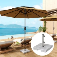 Outsunny 46 lbs Granite Square Patio Umbrella Base, Outdoor Umbrella Stand with Handles 2 Adjustable Knobs, Heavy Duty Patio Umbrella Stand for Garden Deck Poolside, Grey(m-1)