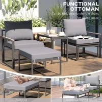 Outsunny 5 Pieces Outdoor Patio Furniture Set with Ottomans, Cushions, Small Patio Sofa Set for Garden, Backyard, Poolside, Grey(m-4)