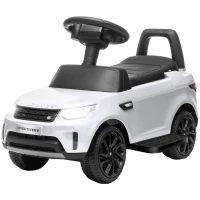 Qaba 2 in 1 6V Land Rover Licensed Electric Car for Kids, Sliding Car with Music Horn Headlights, for 18-60 Months White(m-2)