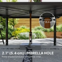 Outsunny Outdoor Patio Dining Table with 2.1" Umbrella Hole, Steel Outdoor Patio Table for 6, Dark Brown(m-5)
