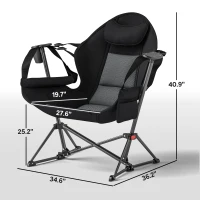 Outsunny Hammock Camping Chair Set of 2, Adjustable Back Folding Swinging Hammock Chair with Cup Holder and Padded Seat, Black(m-3)
