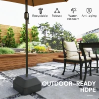Outsunny Rectangular Plastic Fillable Patio Umbrella Base, Heavy Duty Outdoor Umbrella Stand Base, Filled Up to 53lbs with Stand or 44lbs with Water for Deck Poolside, Black(m-6)