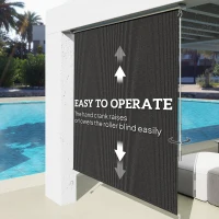 Outsunny 6' x 6' Patio Door Blinds, Outdoor Roller Shades, Cordless Roll Up Shade for Porch Gazebo, Black(m-6)