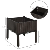 Outsunny 1 Piece Raised Garden Bed PP Raised Flower Bed Vegetable Herb Grow Box Stand Brown(m-3)