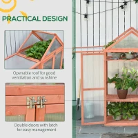 Outsunny 32" x 19" x 54" Garden Wood Cold Frame Greenhouse Flower Planter with Adjustable Shelves, Double Doors, Orange(m-5)