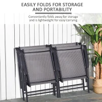 Outsunny 4-Piece Folding Chair Set for Relaxing on Patio Balcony Garden, Comfortable Outdoor Furniture with Armrests, Grey(m-5)