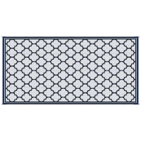 Outsunny Reversible Outdoor RV Rug, 9' x 18' Patio Floor Mat, Plastic Straw Rug for Backyard, Deck, Picnic, Beach, Camping, Dark Blue and White(m-11)