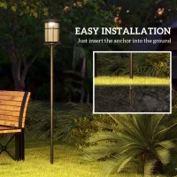 Outsunny 72" Solar Post Light, Cool White LED Outdoor Lamp, Waterproof IP44 for Patio, Garden, Backyard, Pathway, 2 Pack(m-7)
