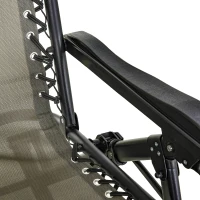 Outsunny 2 in 1 Adjustable Zero Gravity Reclining Lounge Chair Garden Recliner and Rocker Foldable Sun Lounger Napping Seat w/ Headrest & Tray Grey(m-10)