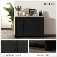 HOMCOM Modern Sideboard Buffet Cabinet, Modern Kitchen Storage Cabinet with 4 Doors Adjustable Shelves, for Dining Room, Black(m-6)