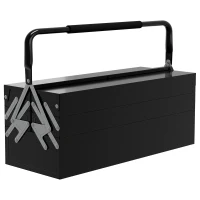 DURHAND 22" inches Metal Tool Box, Portable 5-Tray Cantilever Steel Tool Chest Cabinet, Black(m-11)