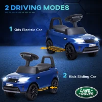 Qaba 2 in 1 6V Land Rover Licensed Electric Car for Kids, Sliding Car with Music Horn Headlights, for 18-60 Months Blue(m-4)