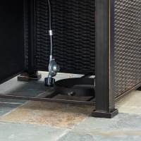 Outsunny 30 Inch Outdoor Propane Gas Fire Pit Table, 50,000 BTU Auto-Ignition Square Wicker-effect Gas Firepit with Ceramic Tabletop, Lid, Lava Rocks & Rain Cover, CSA Certification(m-9)