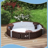 Qaba 47" Round Kids Sandbox with Cover, 3 Seats, Waterproof Bottom Liner, for Backyard, Lawn, Garden, Beach, Patio, Brown(m-3)