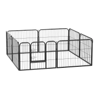 PawHut Dog Playpen, Wide 31.5"W Heavy-Duty Metal Puppy Play Pen, Pet Exercise Fences for Outside and Indoor, DIY Design with Door for Small Dogs, 8 Panels, 23.5"H(m-11)
