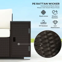 Outsunny 3 Seater Wicker Outdoor Couch Patio Sofa with Storage, Thickened Cushions and Wide Armrests for Porch Yard, Cream White(m-6)