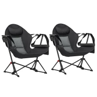 Outsunny Hammock Camping Chair Set of 2, Adjustable Back Folding Swinging Hammock Chair with Cup Holder and Padded Seat(m-2)