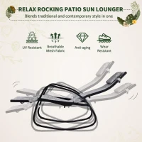 Outsunny Patio Rocking Lounge Chair Adjustable Texteline Zero Gravity Rocker Outdoor Recliner Seat w/ Pillow, Footrest(m-4)