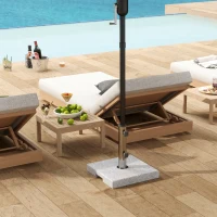 Outsunny 46 lbs Granite Square Patio Umbrella Base, Outdoor Umbrella Stand with Handles 2 Adjustable Knobs, Heavy Duty Patio Umbrella Stand for Garden Deck Poolside, Grey(m-7)