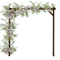 Outsunny 7FT Rectangular Wooden Wedding Arch with Triangular Base, Ground Stakes for Ceremony, Garden, Birthday, Dark Brown(m-11)