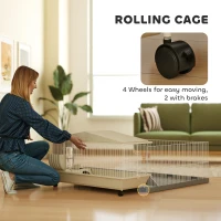 PawHut Small Animal Cage with Removable Pet Playpen, Guinea Pig Cage with Waterproof Pad, Hay Feeder, Water Bottle, Food Dish(m-6)