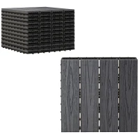 Outsunny WPC Interlocking Deck Tiles, 11 Pack 12" x 12" Outdoor Tiles, Tools Free Assembly, Waterproof and Non-slip Patio Flooring, Grey(m-2)