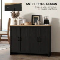 HOMCOM Modern Sideboard Buffet Cabinet, Modern Kitchen Storage Cabinet with 4 Doors Adjustable Shelves, for Dining Room, Black(m-7)