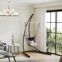 Outsunny Hammock Chair Stand, Heavy Duty Steel Hanging Chair Stand for Swing Chair, Egg Chair Stand with Extra Large Base, Black(m-8)