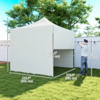 Outsunny 10' x 10' Pop Up Canopy Tent with Awning and Sidewalls, Instant Sun Shelter with Wheeled Bag and Sand Bags(m-3)