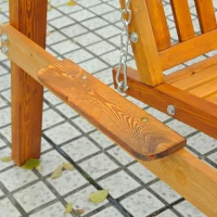 Outsunny 65" Patio Swing Chair with Canopy Outdoor Wooden Swing Bench Hammock for Garden, Poolside, Backyard(m-9)