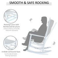 Outsunny Wooden White Porch Rocking Chair Patio Rocking Single Leisure Reclining Seat Armchair(m-6)