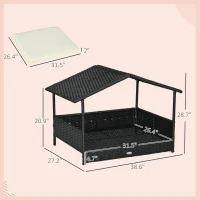 PawHut Wicker Dog House with Removable Cushion Lounge, Cream White(m-3)