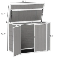 Outsunny 4.7 x 2.5FT Outdoor Horizontal Storage Shed, Lockable Trash Can Storage with Chain Lid, Gray(m-3)