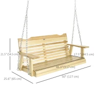 Outsunny 2-Seater Porch Swing, Patio Swing Bench with Adjustable Hanging Chains for Deck, Patio, Garden, Backyard, Natural Wood(m-3)