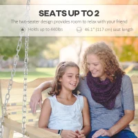 Outsunny 2-Seater Porch Swing, Patio Swing Bench with Adjustable Hanging Chains for Deck, Patio, Garden, Backyard, Natural Wood(m-4)