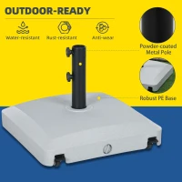 Outsunny Patio Umbrella Base with Wheels, 53lbs Water or 66lbs Sand Filled, Heavy Duty Outdoor Umbrella Stand Holder, Gray(m-7)