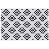 Outsunny Reversible Outdoor RV Rug, Patio Floor Mat, 6' x 9' Plastic Straw Rug for Backyard, Deck, Beach, Camping, Black & White(m-2)