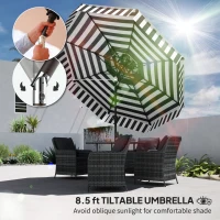 Outsunny 8.6FT Patio Umbrella, UPF 30+ Outdoor Market Umbrella, 2-Tier Vented Patio Table Umbrella with Crank 8 Ribs, Tiltable Porch Umbrella for Garden Deck Poolside, Black(m-4)