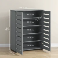 HOMCOM Shoe Storage Cabinet, Shoe Cabinet with 2 Slatted Doors for 15 Pairs of Shoes, Dark Grey(m-3)
