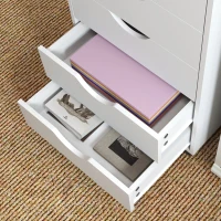HOMCOM File Cabinet with 5 Drawer Wheels, 15.7" x 15.7" x 26.4", White(m-10)