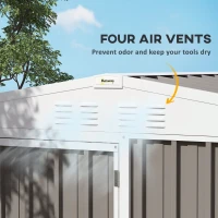 Outsunny 8 x 4ft Outdoor Garden Shed, Metal Shed with Air Vents and Lock for Backyard, Garden, Patio, Warm Gray(m-5)