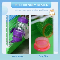 PawHut 5 Tiers Hamster Cage Portable with Exercise Wheels Play Tube Water Bottle Dishes House Ladder for Gerbils, Green(m-7)