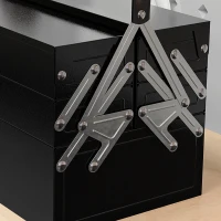 DURHAND 22" inches Metal Tool Box, Portable 5-Tray Cantilever Steel Tool Chest Cabinet, Black(m-10)