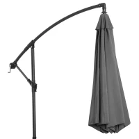 Outsunny 9.7ft Offset Patio UmbrellaCantilever Parasol with Crank Handle, 8 Ribs and Cross Base for Outdoor, Sun Shade, Cream(m-8)