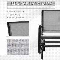 Outsunny Patio Glider with Breathable Mesh Fabric Seat & Backrest, Metal Frame Outdoor Glider Swing Chair with Armrests, Grey(m-5)